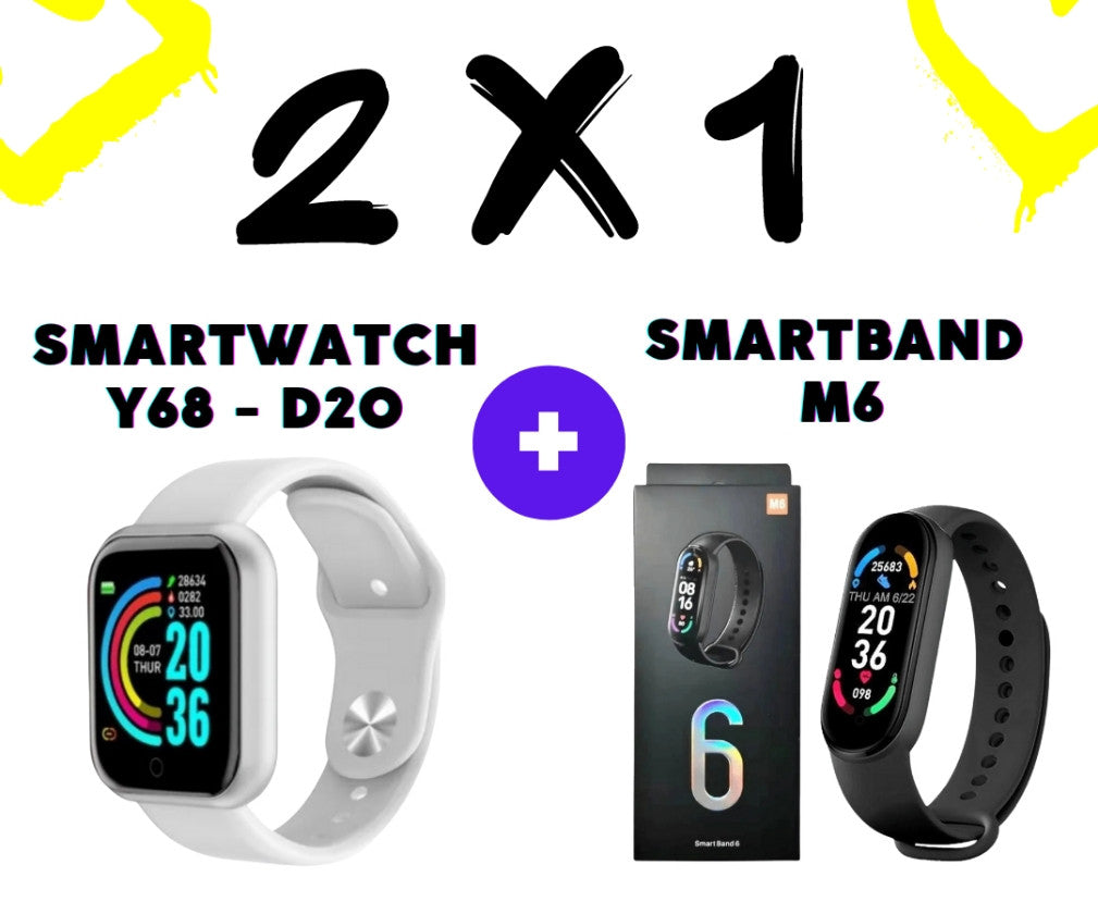 Combo smartwatch Y68 + Smartband M6