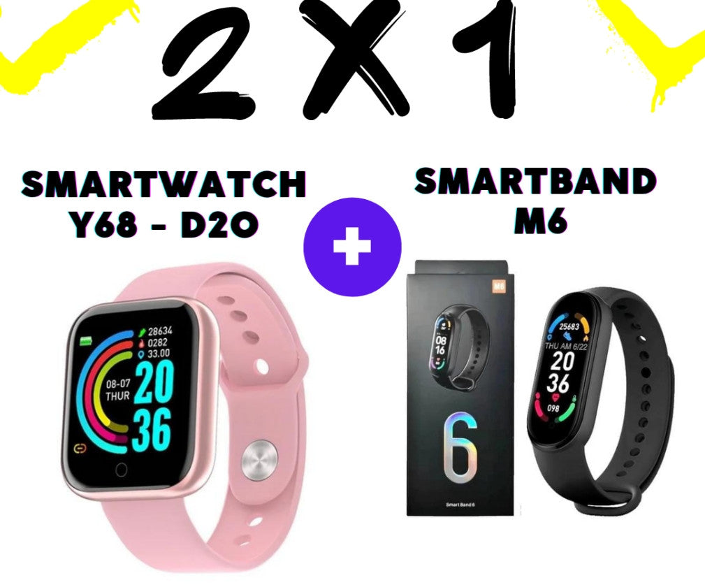 Combo smartwatch Y68 + Smartband M6