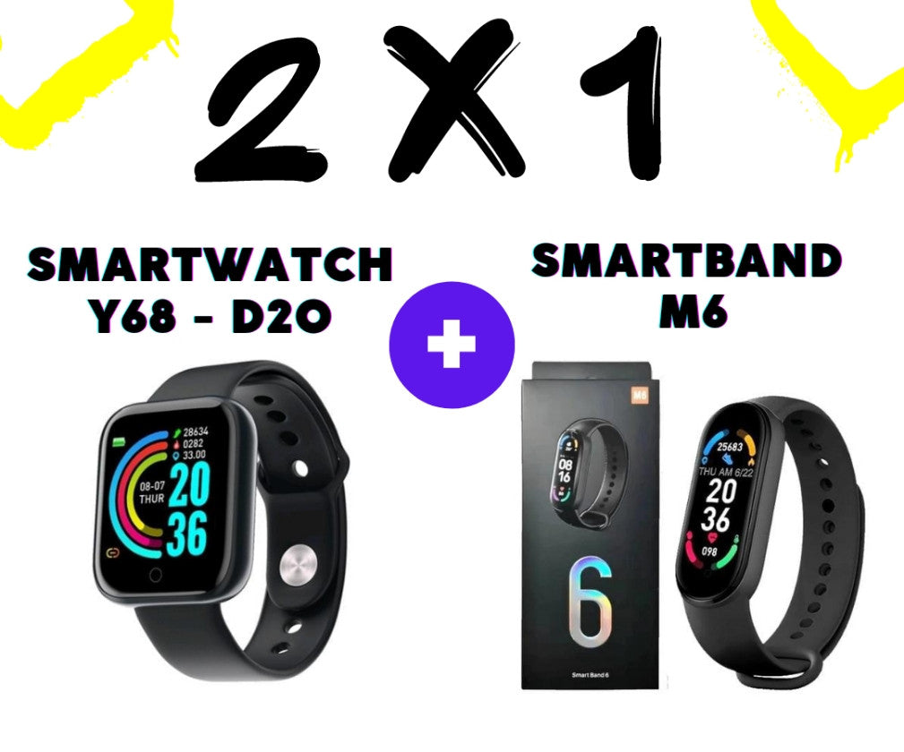 Combo smartwatch Y68 + Smartband M6