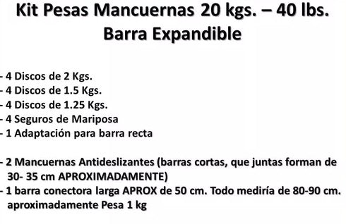 Set de mancuernas armables 20 Kg/40Lbs